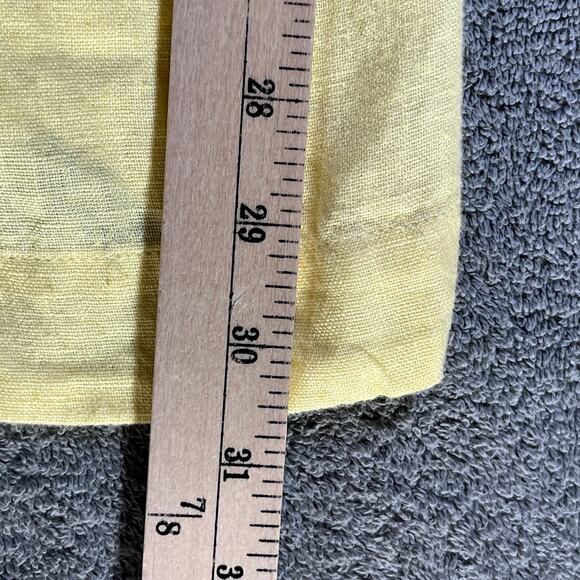 Flax Pants Womens Large Yellow Linen Wide Leg High Rise‎ Lightweight Casual Boho - Picture 10 of 13